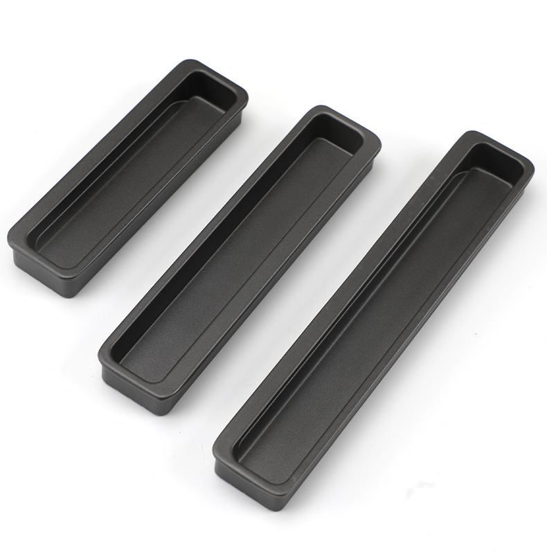 The black invisible handle of the tatami is embedded with the drawer handles of the cabinets and wardrobes. The sliding door is equipped with a golden concealed embedded handle pic 83