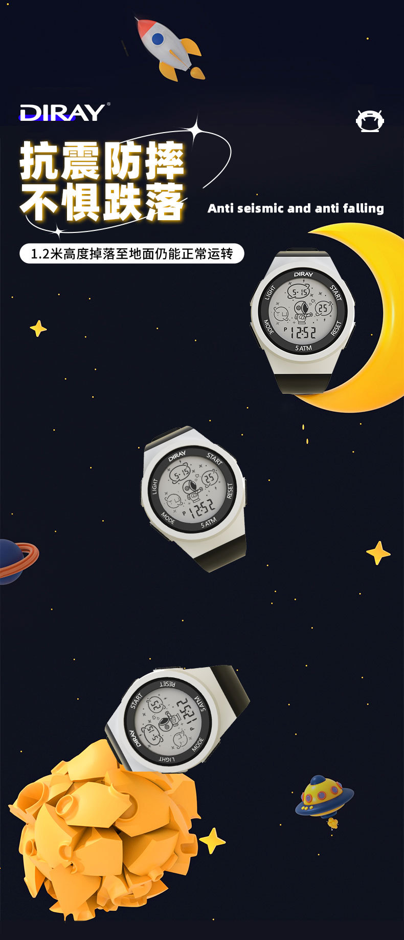 Round electronic watch for men, waterproof luminous sports led watch, trendy ethnic student artistic electronic watch for men pic 6