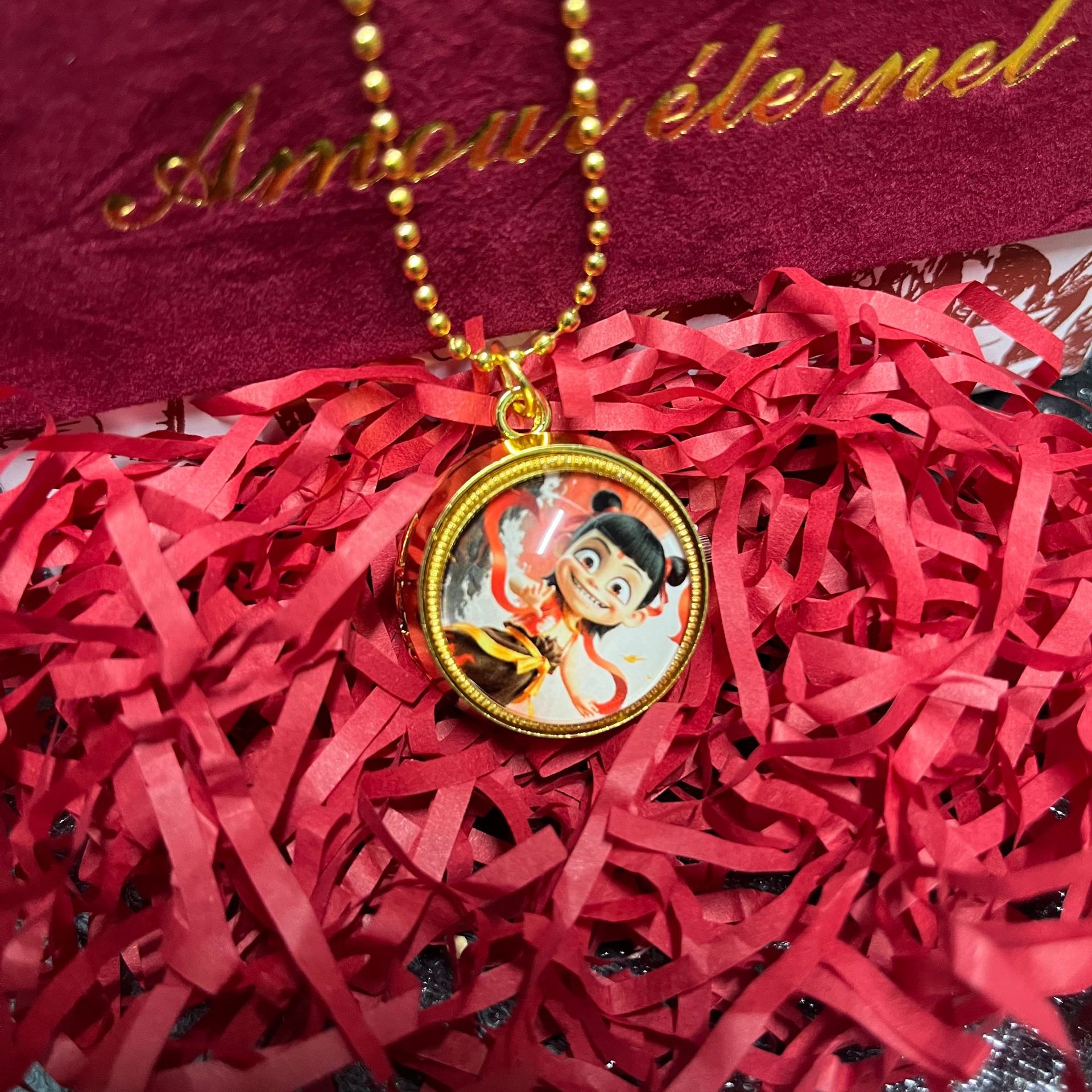 Nezha 2 movie pocket watch, cartoon top spinning hanging watch, children, students, boys and girls necklace watch, surrounding tourist attractions pic 4