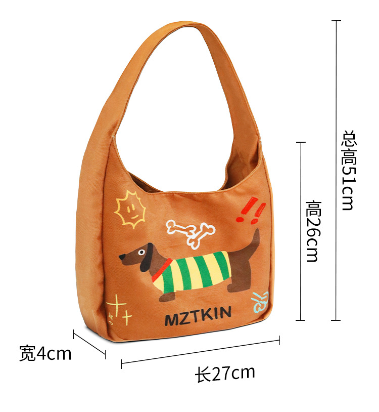 Lona dachshund bolsa de mano bolsa de tote de gran capacidad bolsa de cuchara crossbody portátil bolsa de hombro de un campus pic 2