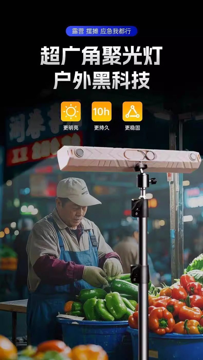 Rechargeable lighting lamp magnetic attraction outdoor camping emergency power outage street stall special ultra-long battery night market lamp pic 1