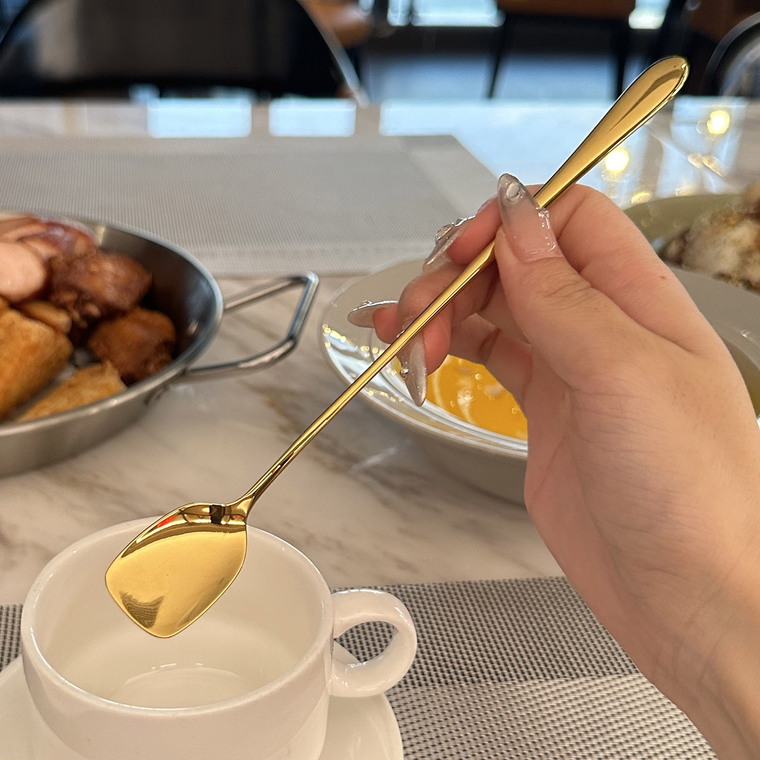 304 stainless steel spoons, mugs, long-handled stirring spoons, household coffee spoons with high appearance standards, bar cocktail ice spoons pic 8