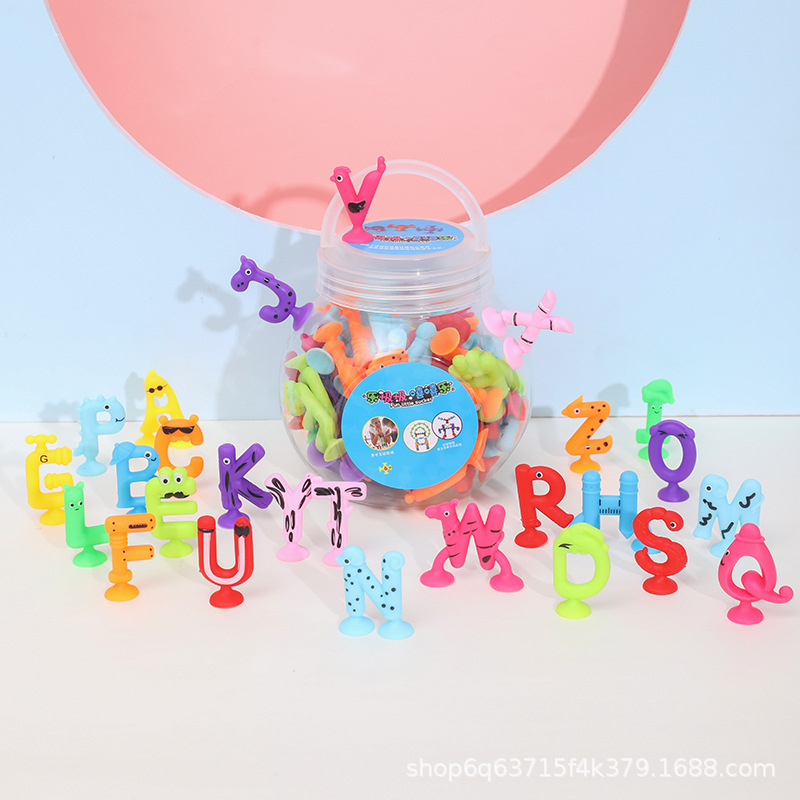 热销新款卡通吸盘字母玩具吸吸粘粘乐洗澡坐车过家家玩具详情4