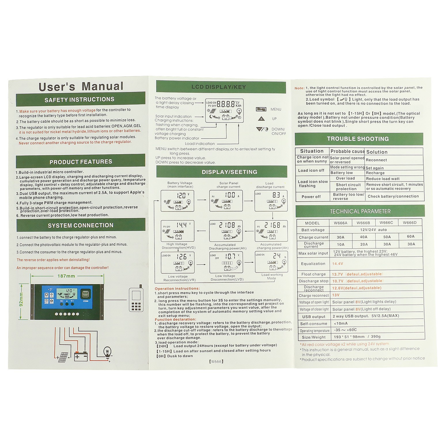 PWM solar controller 10A-60A intelligent lighting charging controller with dual USB12V/24V automatic recognition pic 18