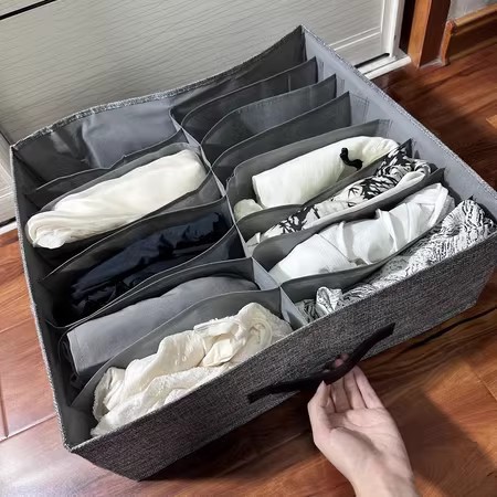 Double-row pants storage box, home clothes organizing box, wardrobe compartments for clothes storage, drawer layering magic tool pic 20