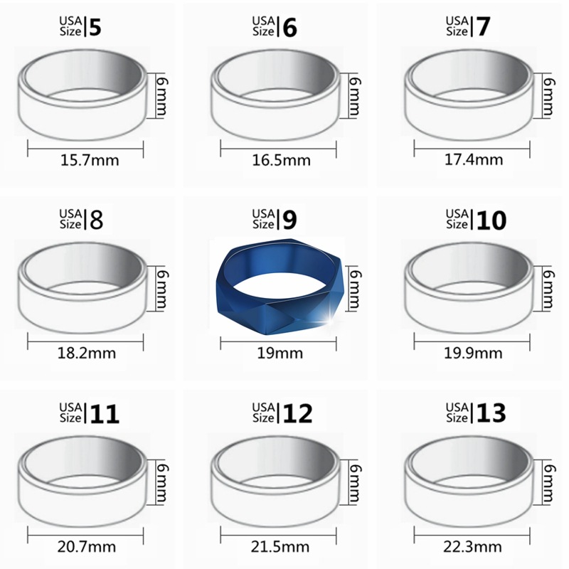 New Amazon cross-border titanium steel ring for men, 6mm diamond-shaped cut ring, simple geometric style ring pic 12
