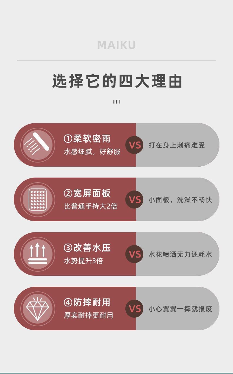 花洒喷头淋浴增压超强淋雨花晒浴头浴室莲蓬头热水器沐浴加压喷淋详情3