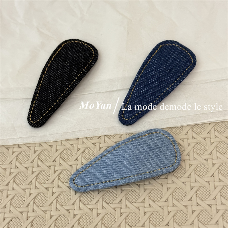 复古简约牛仔蓝高级感新款发夹碎发发卡刘海BB夹气质百搭侧边夹子详情3