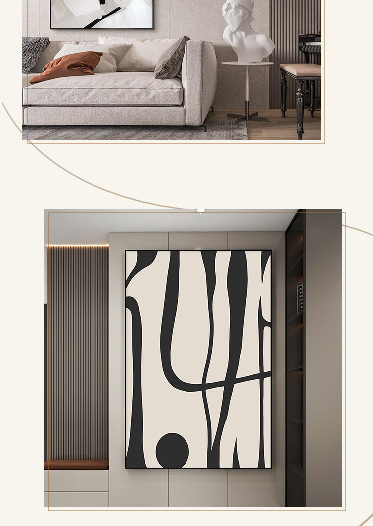 Minimalist black, white and grey living room decorative painting, high-end Italian abstract floor-length painting, entrance sofa background wall hanging painting pic 9