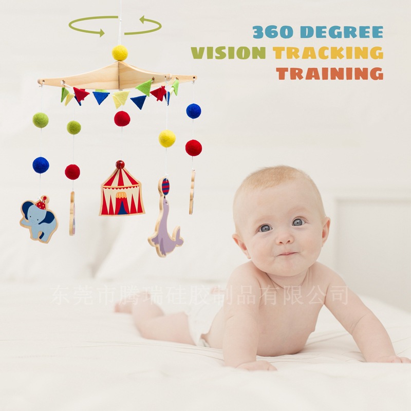 跨境新生儿安抚床铃木质动物马戏团床铃玩具宝宝床头哄睡装饰挂件详情22