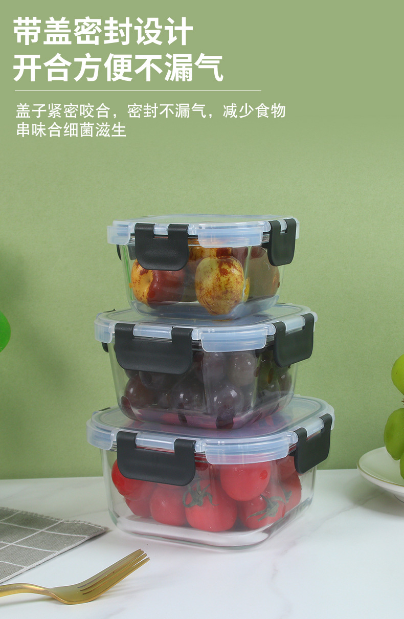 TEME Amazon cross-border bestseller 12-piece set of high borosilicate glass food storage containers, microwave ovens and ovens. Direct delivery from the manufacturer pic 10