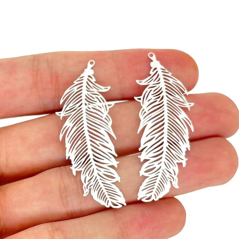 47*19mm欧美小众复古风镂空花纹彩色羽毛耳环 DIY手工项链配件 独特饰品其他分类详情10