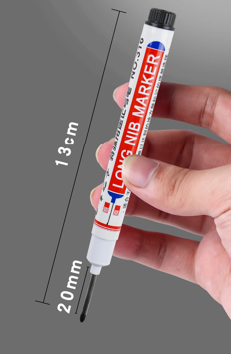Wholesale of long-tipped marker pens, oil-based hardware and woodworking pens, bathroom tile marker pens, black deep-hole marker pens pic 10