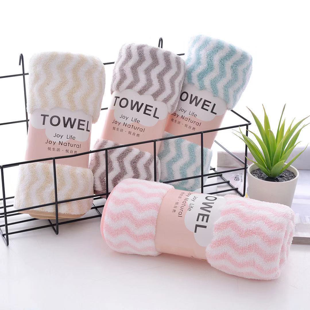 【 Chi Jia 】 Factory wholesale water ripple coral fleece 35*75CM large towel, soft and absorbent LOGO pic 6