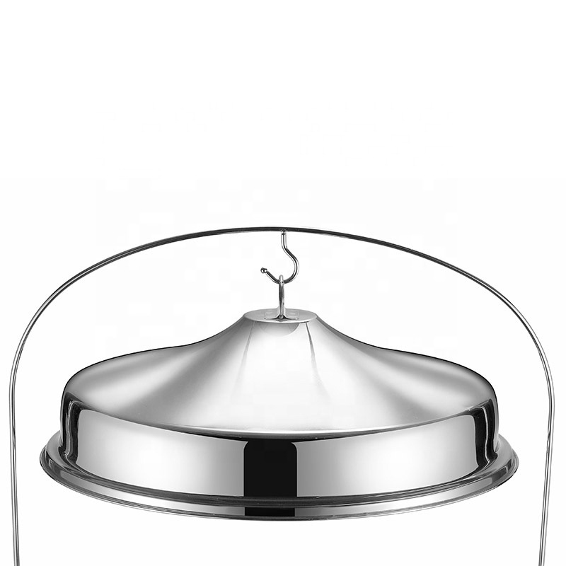 亚马逊不锈钢自助餐炉 酒店餐厅食物保温锅 圆形吊盖式酒精布菲炉详情2