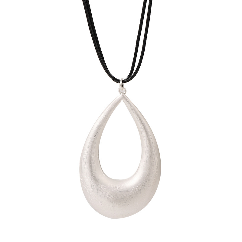 跨境专供亚马逊女士长项链简约高级感水滴镂空几何设计吊坠毛衣链详情9