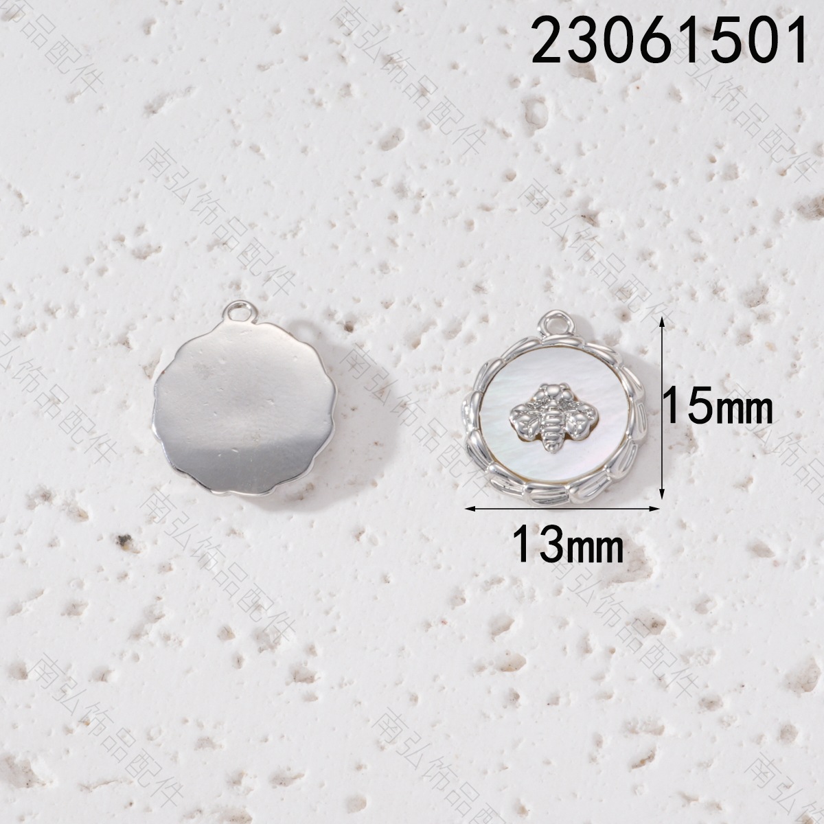 Copper-plated real gold color-preserving white marble bee necklace pendant DIY bracelet, European and American high-end style hanging accessory pic 5