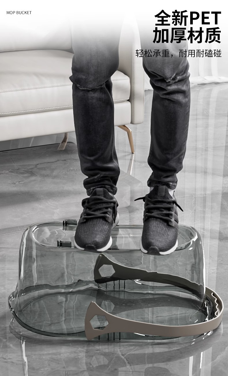 Transparent thickened water bucket, household portable PET rectangular water bucket, student laundry bucket, large water storage bucket, mop bucket pic 9