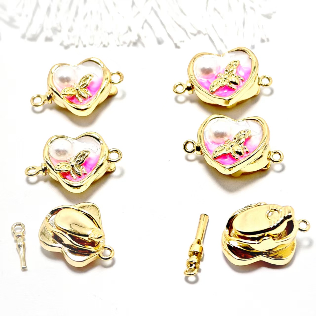 Retro oil paint-style flower intaglio clasp for jewelry accessories, simple and light luxury, vintage French oil-dripping clasp, high-end matching pic 3