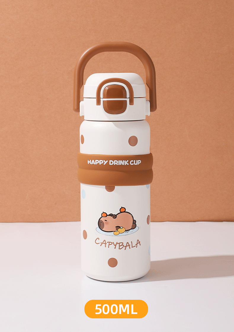 Double-drinking 316 stainless steel children's insulated cup, creative and cute girls' straw cup, large-capacity cartoon student straight cup pic 15