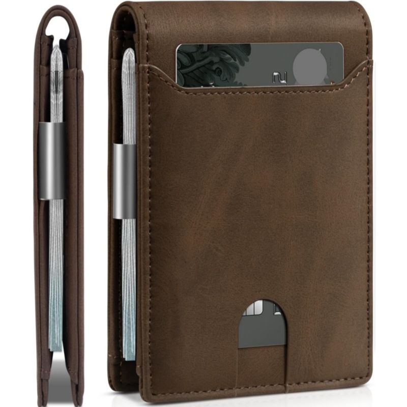 现货欧美碳纤维男士卡包简约皮夹钱包男翻盖二折超薄男士钱包跨境详情13