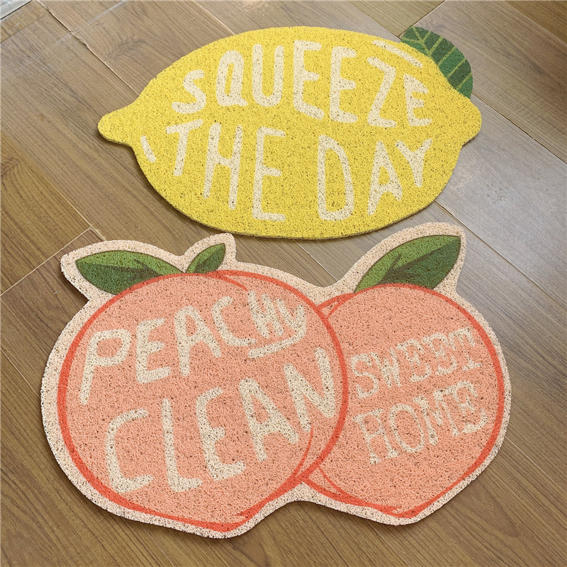 可爱水果猫砂垫草莓柠檬香蕉桃子猫咪垫子猫砂盆猫厕所防外溅地垫跨境出口家用地垫立体硅藻泥脚垫卫生间防滑门口浴室吸水地垫膨胀详情8