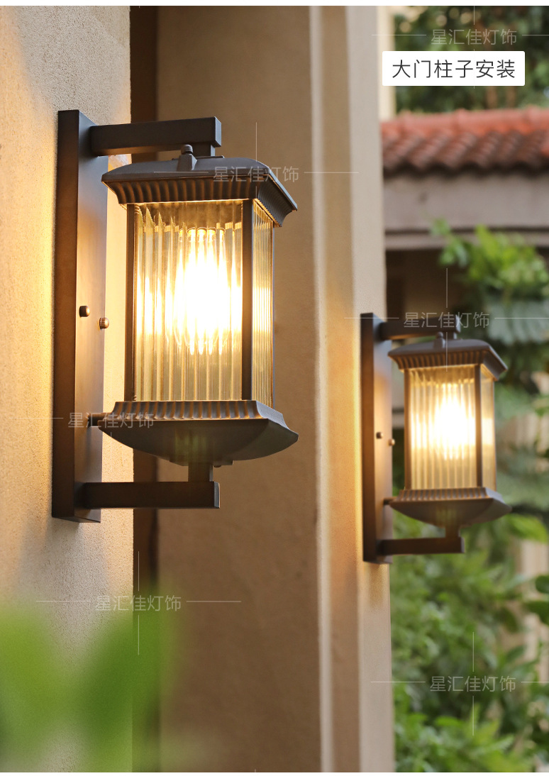 Modern Chinese-style outdoor wall lamps with waterproof features for villas, courtyards, retro outdoor balconies, and columns on both sides of the main entrance pic 10