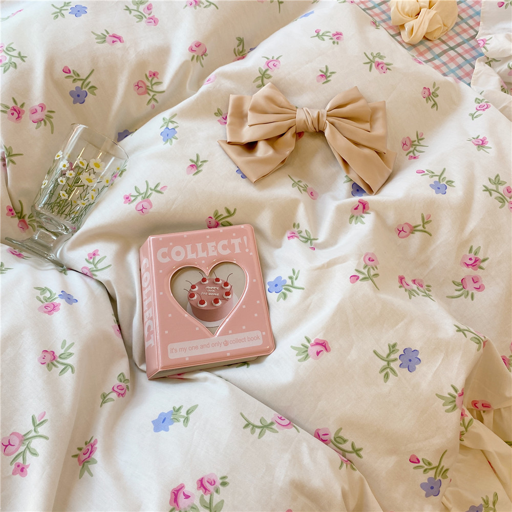 French Hepburn style pure cotton four-piece set, high-end feel, pure cotton black and white sketch flower duvet cover, all-cotton edge bedding pic 38