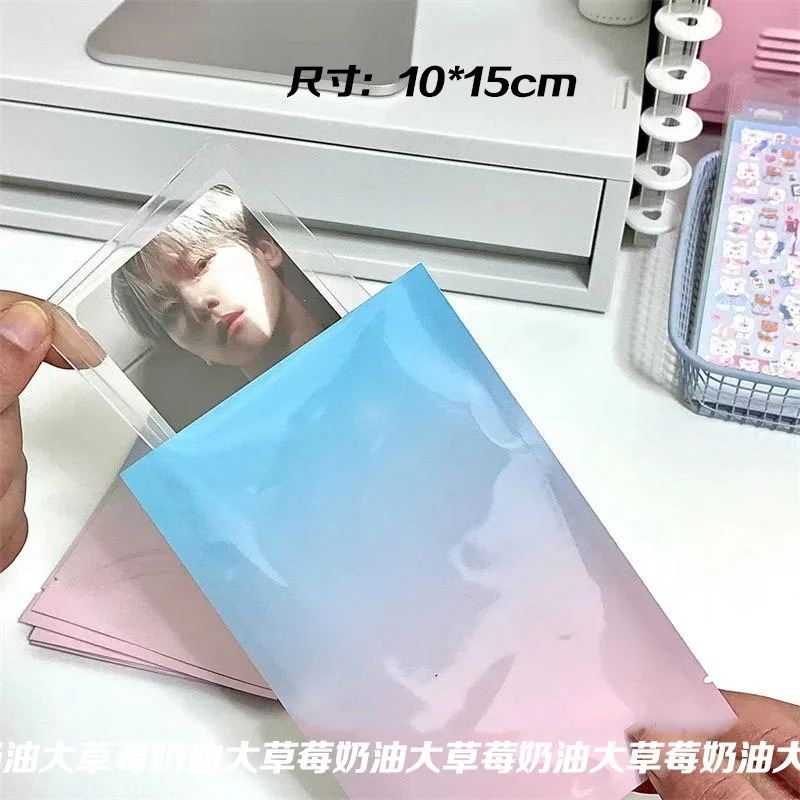 ins blue and pink gradient flat pocket gift bag, small card holder, planner, card release, packing, DIY surprise blind bag, heat-sealed bag pic 8