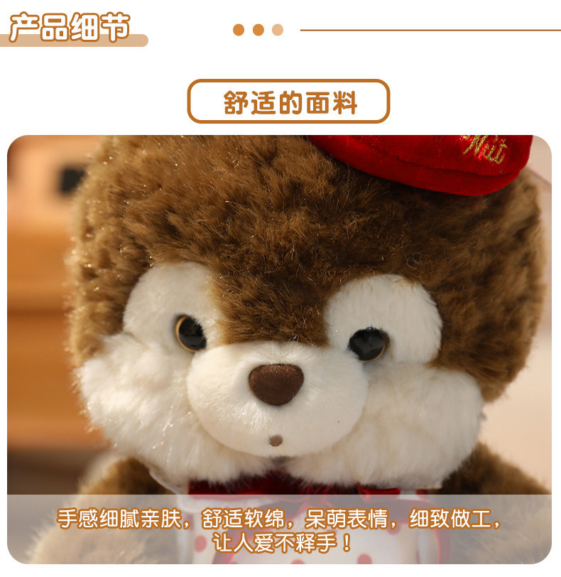 Cute plush toy squirrel throw pillow, soft cartoon doll, home decoration gift pic 9