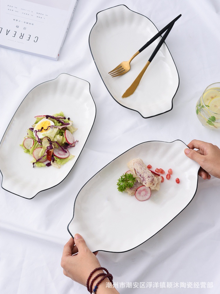 Nordic style large fish plate, ceramic underglaze color square, high-end home 2024 new steamed fish plate, vegetable plate, fish plate pic 5
