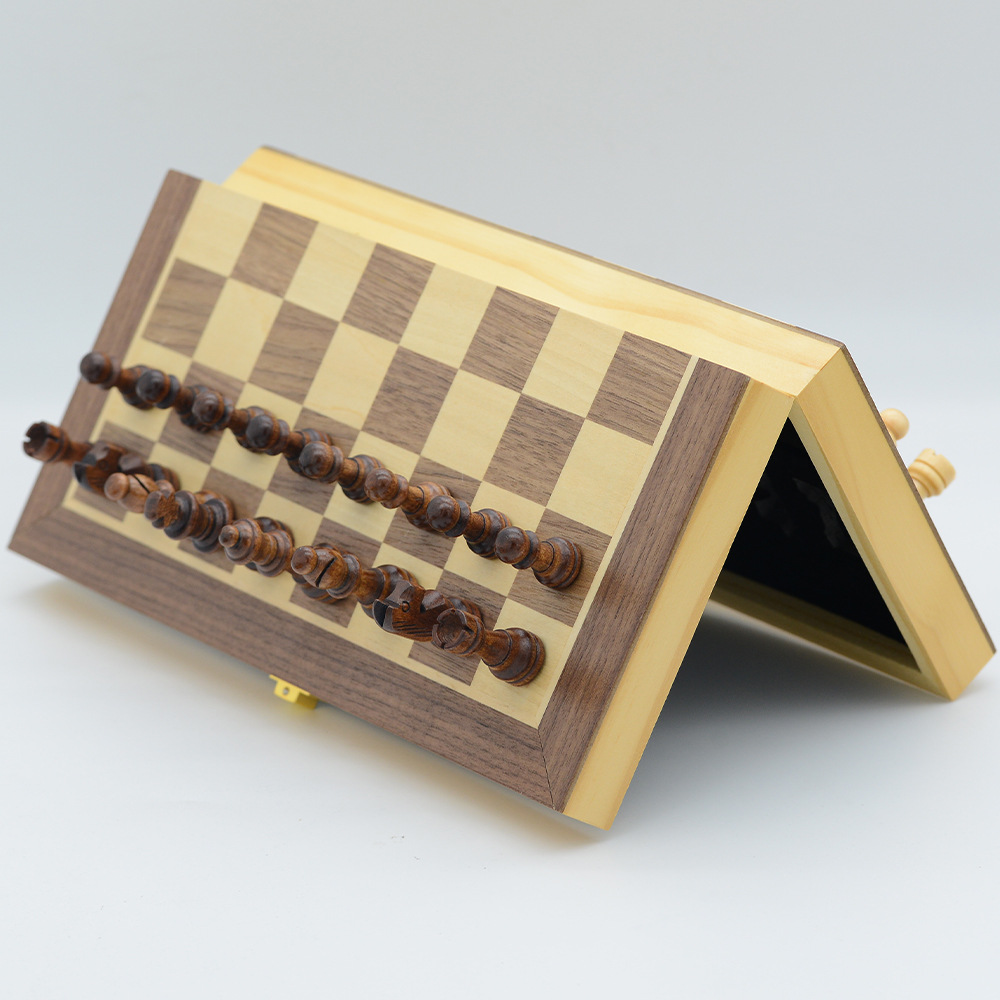 二合一木制国际象棋跳棋磁性折叠便携益智棋牌休闲娱乐传统桌游详情5