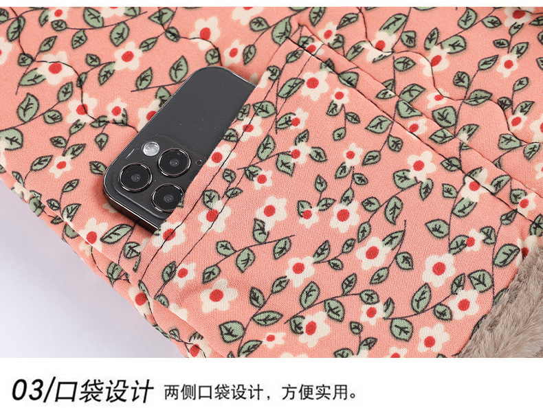 花棉袄妈妈装秋冬装短款马甲大码奶奶加绒保暖碎花棉衣马夹大花女详情21