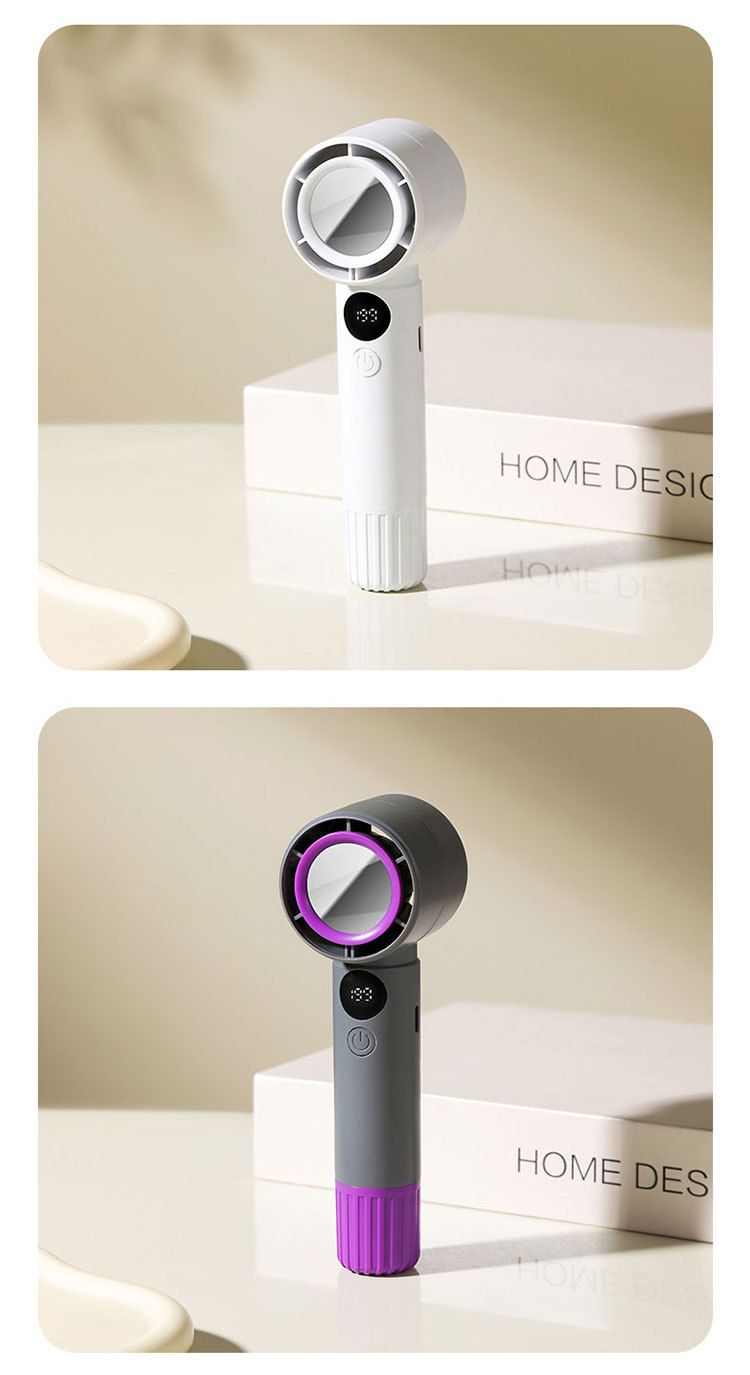 2025 New 100-speed high-speed turbine handheld fan, usb charging, mini digital display outdoor portable small fan pic 12