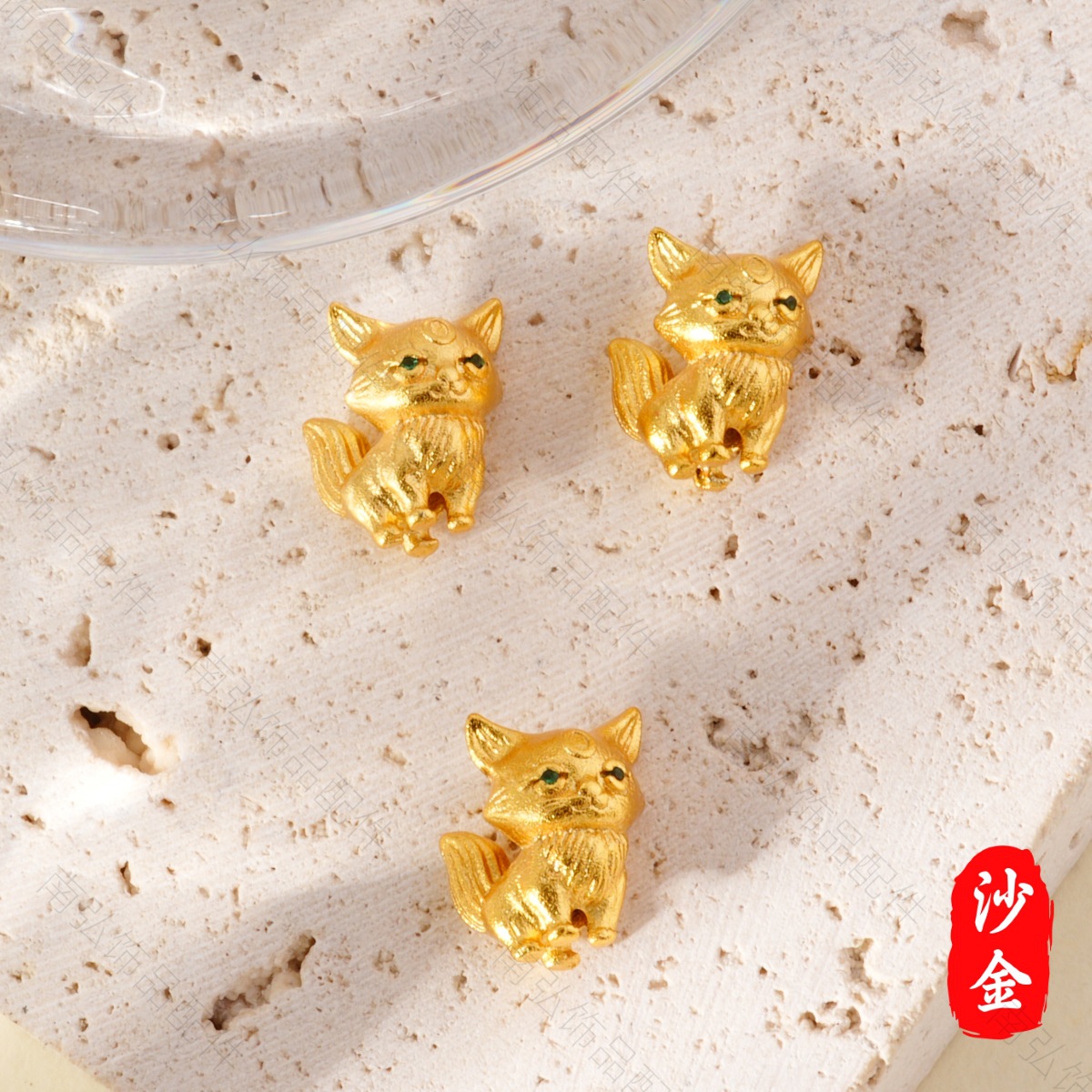 New ancient method sand gold high color retention zirconium fox bead traditional Chinese style high-end bracelet necklace DIY accessory pic 2