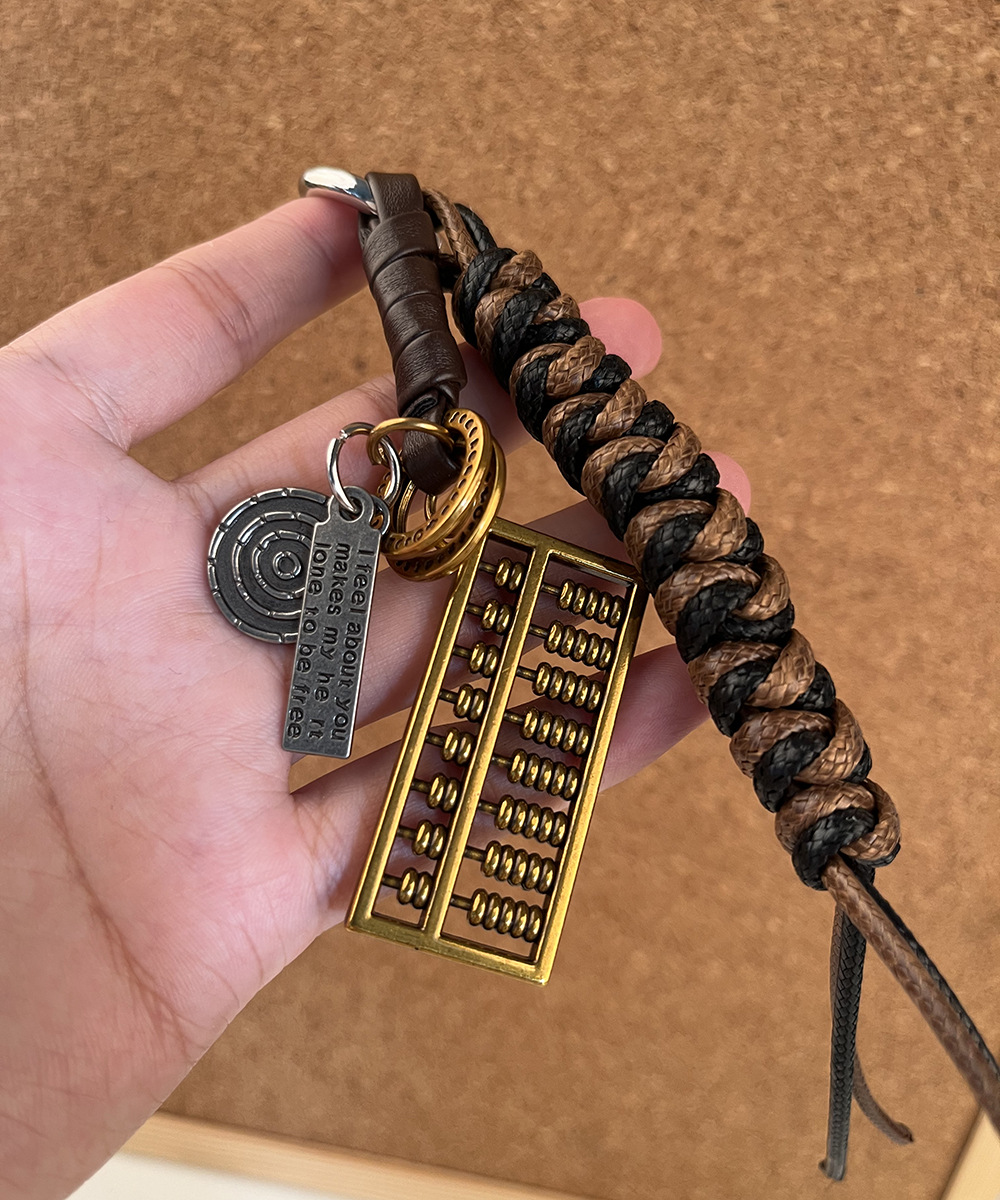 Cross-border bag pendants, accessories, cross-border keychains, retro gold tennis rackets, MIU-style woven ropes, DIY pic 17