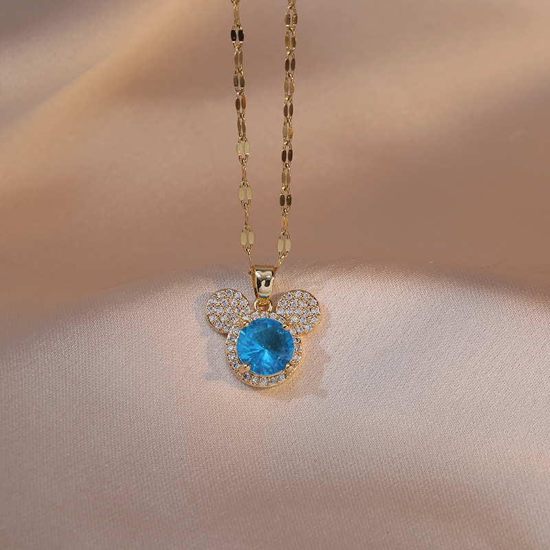 项链女日韩风时尚气质简约施家网红米家可爱趣味老鼠水晶锁骨链详情51