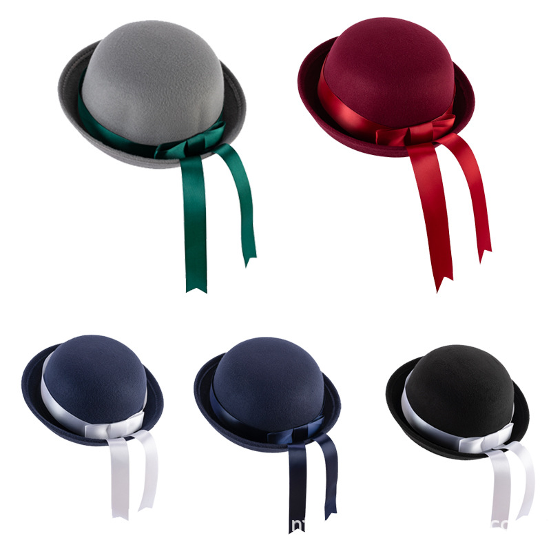 JK uniform cap, small round cap, Japanese style, versatile dome woolen top hat, ribbon hat, school style, kindergarten pic 2