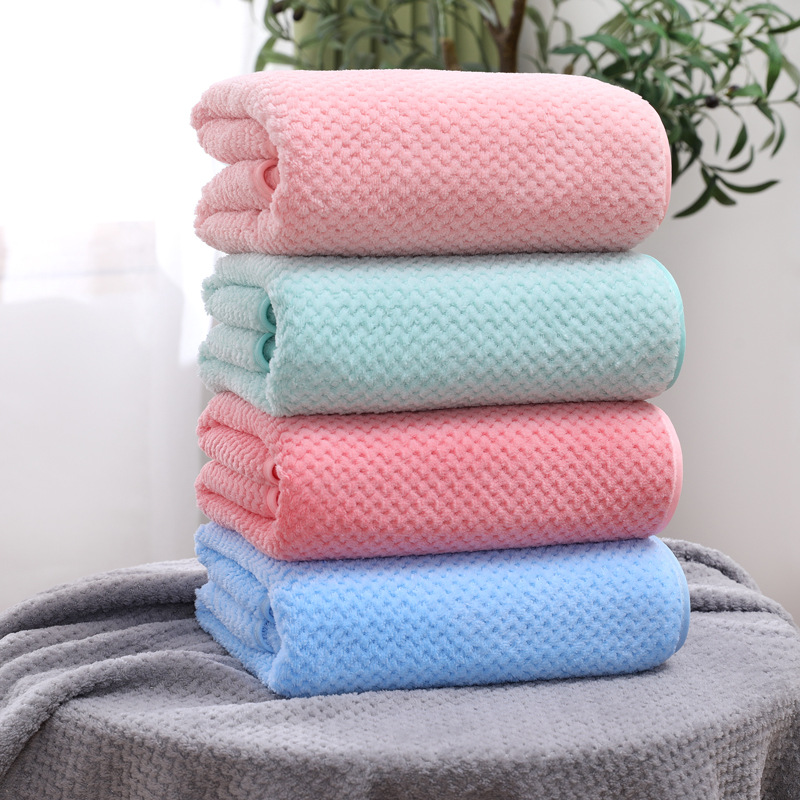 Pure polyester warp knitted coral fleece teak towel, large bath towel, soft water absorption, no shedding, Douyin embroidery logo thickened pic 6