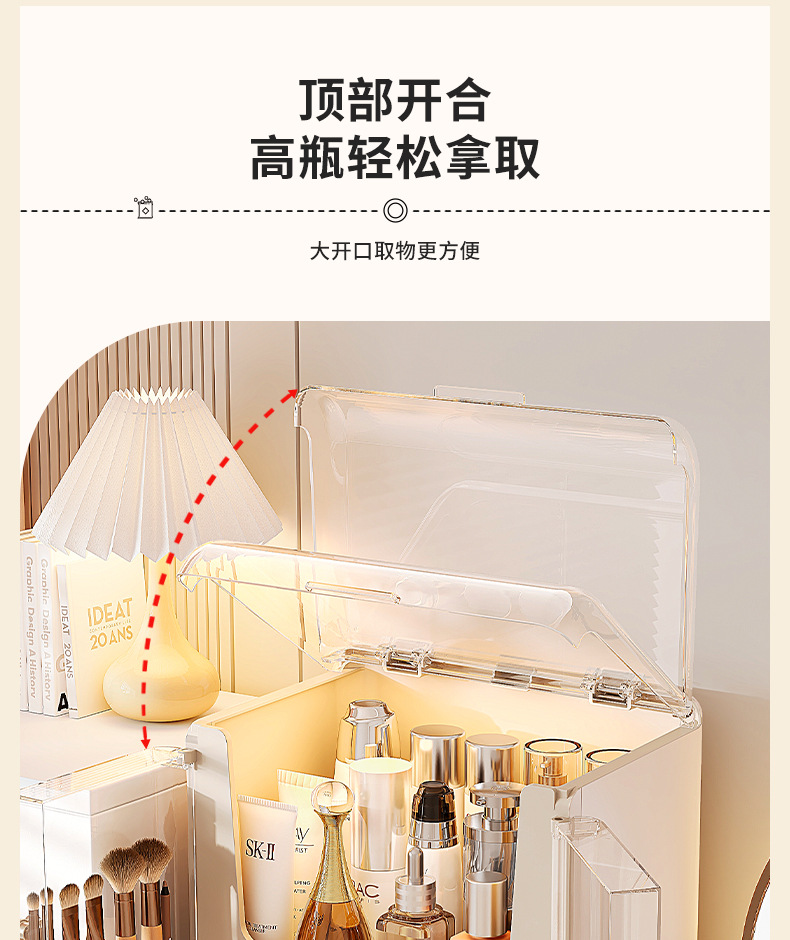 桌面化妆品收纳盒透明口红化妆刷置物架梳妆台护肤品香水收纳盒子详情8