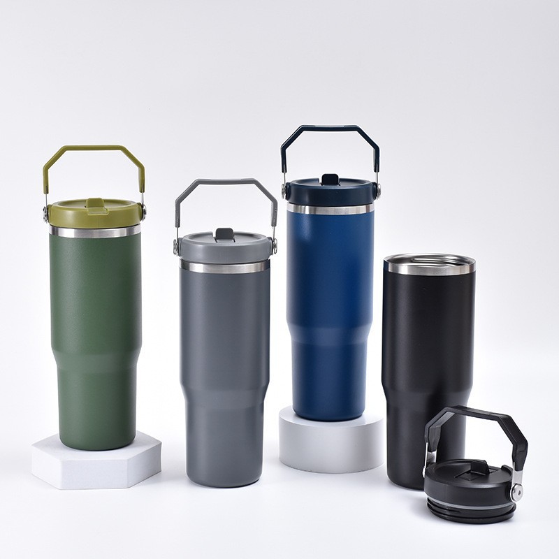 Cross-border handle car cup 30oz outdoor 304 vacuum sports portable thickened insulated cup Household ice king cup pic 2