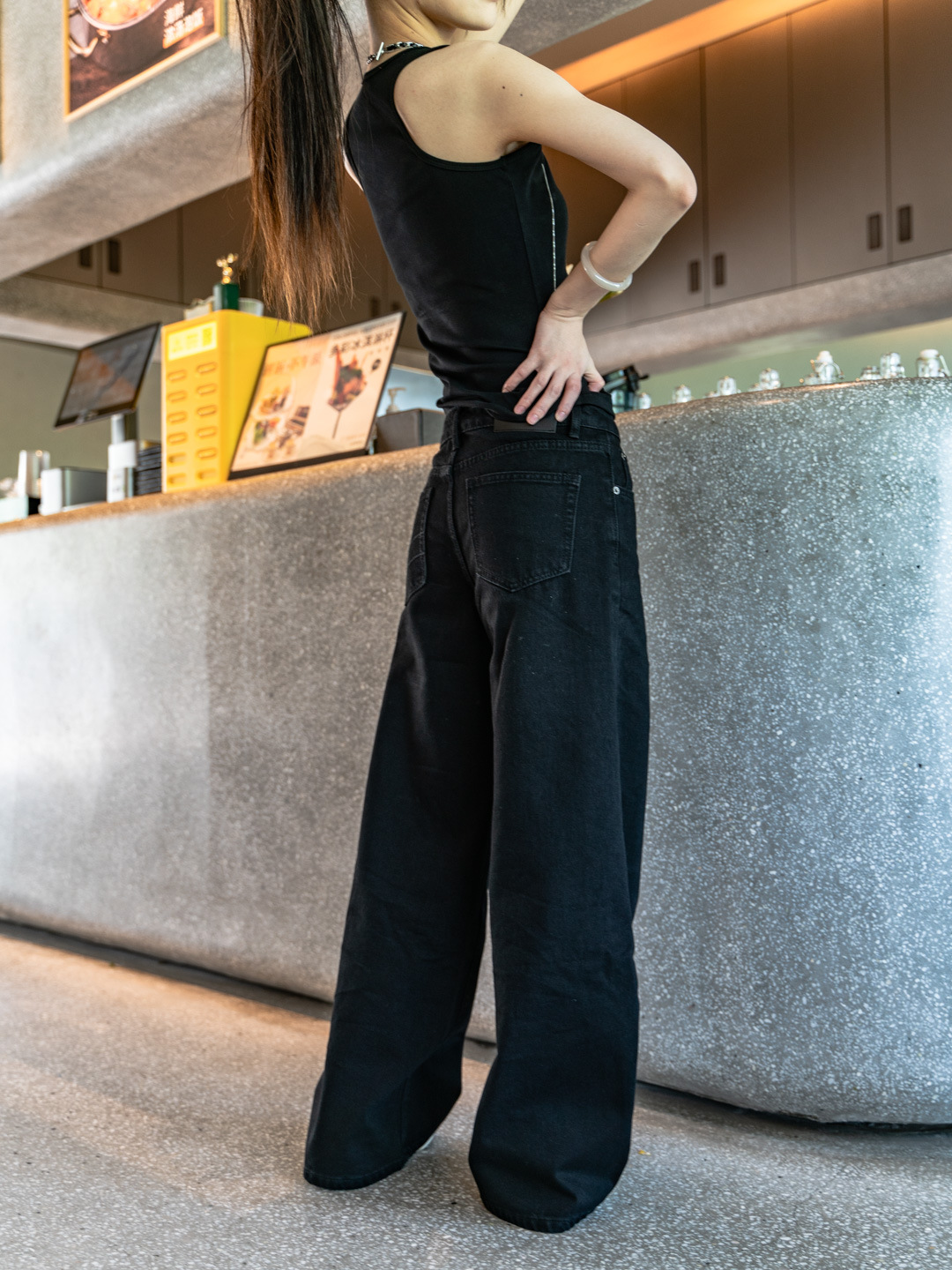 New simple and casual style, versatile wide-waist, slimming black loose wide-leg jeans for women 3048 pic 17