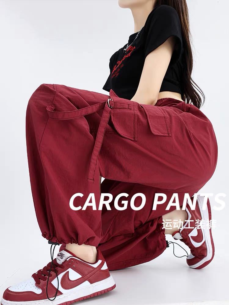 American work pants for women in spring and summer: High-waisted, slimming, fashionable wide-leg pants, versatile pants for women to look slimming, outdoor casual pants for women pic 1