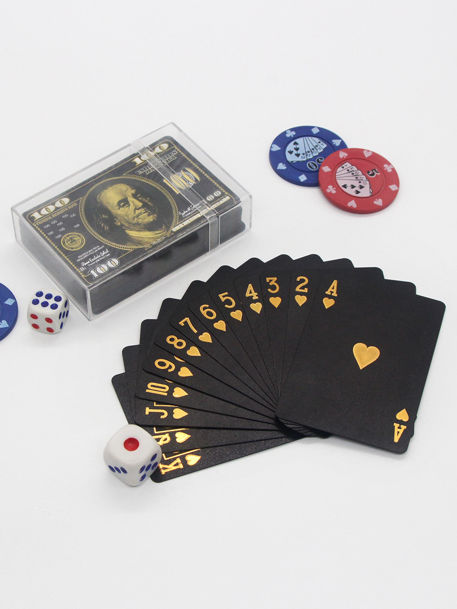 美元扑克牌金箔扑克牌土豪金黑金防水扑克牌批发外贸热卖跨境现货详情18