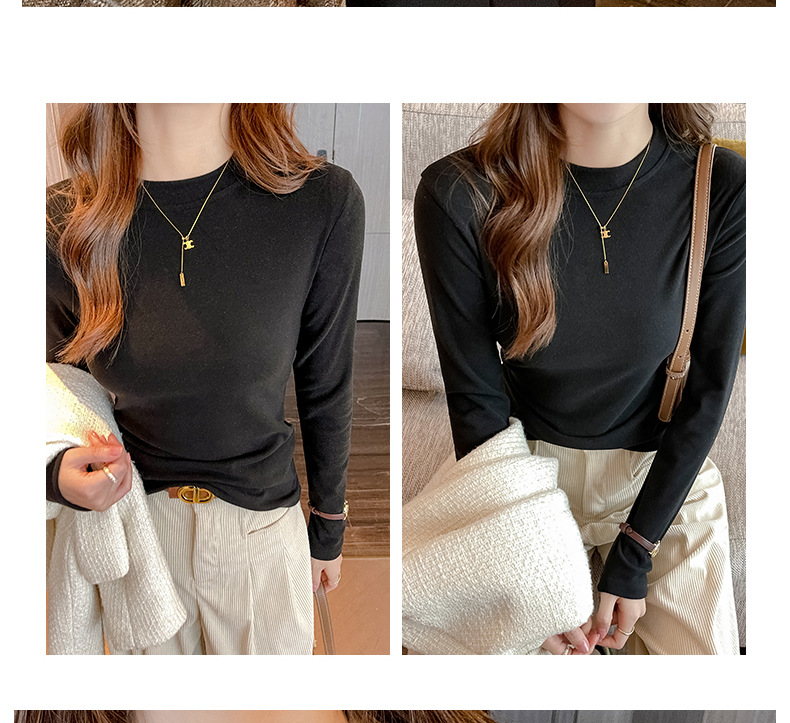 严选正肩打底衫女2025新款微米椰绒秋冬季打底内搭长袖高级感上衣详情23