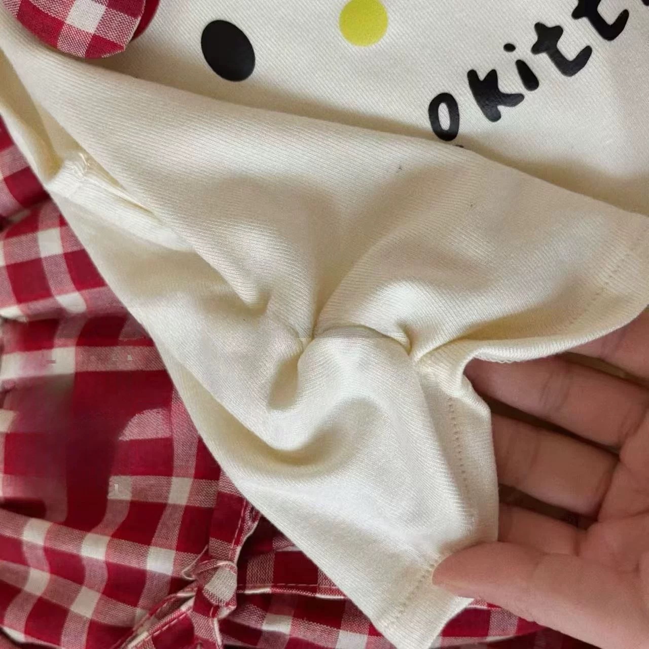 女童夏季套装2025新款洋气儿童可爱卡通印花短袖T恤格子花苞短裙详情3