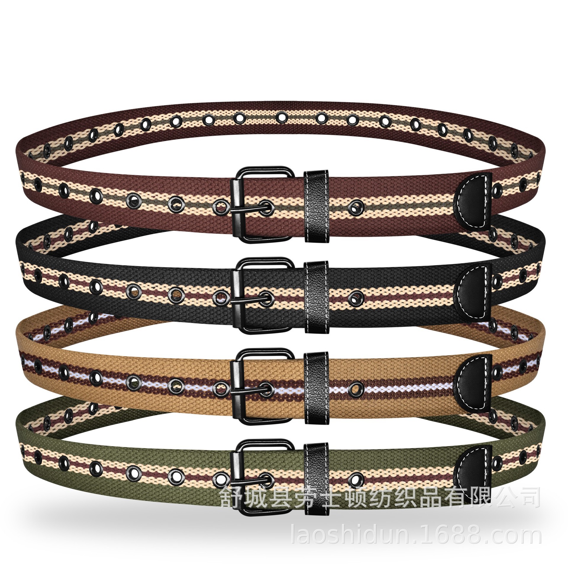 新款100克加厚条纹棉带 编织内腰带针扣训练常服皮带战术腰带详情5