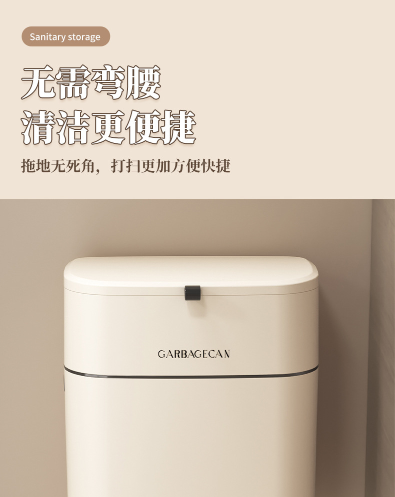 Wall-mounted trash can, kitchen, household, high appearance level, toilet gap, large with lid, hanging square wastebasket, flip lid pic 4