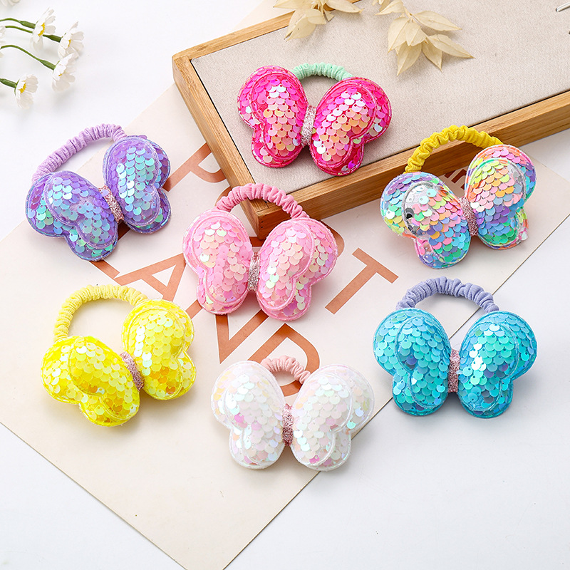 2025新款亮片蝴蝶发绳儿童发圈蝴蝶结扎高马尾头绳女孩橡皮筋头饰详情16