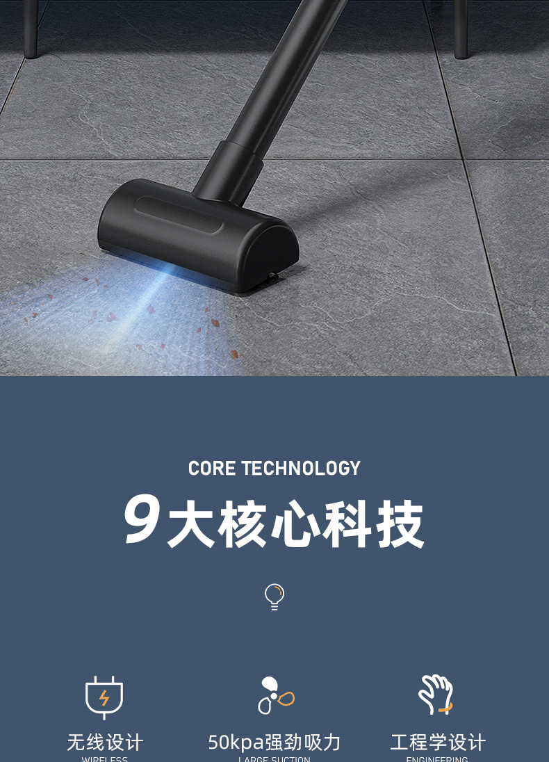 Wireless charging vacuum cleaner, household car vacuum cleaner with strong suction power, portable handheld high-power vacuum cleaner for cross-border use pic 7